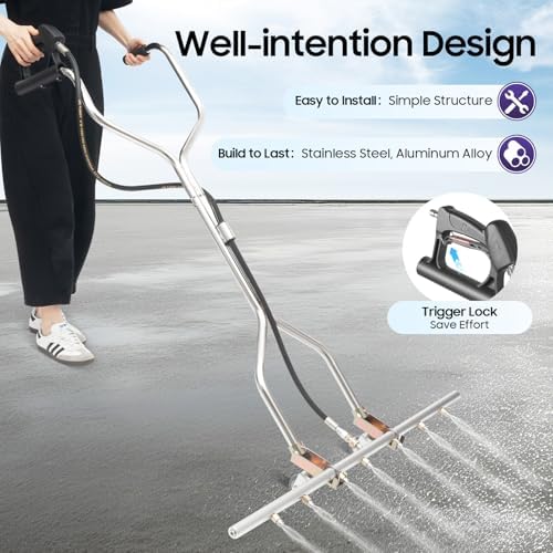 Professional Power Washer Broom Attachment, 39” 5000PSI Stainless Steel Power Washer Broom Pressure Washer Water Broom w/ 7 Nozzles for Concrete Driveways Sidewalks & Patios