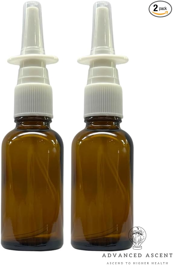 Amber Glass 1 oz Nasal Sprayer! EMPTY, Refillable, Travel Sized, Quality Glass for Saline Applications! (2 Pack)