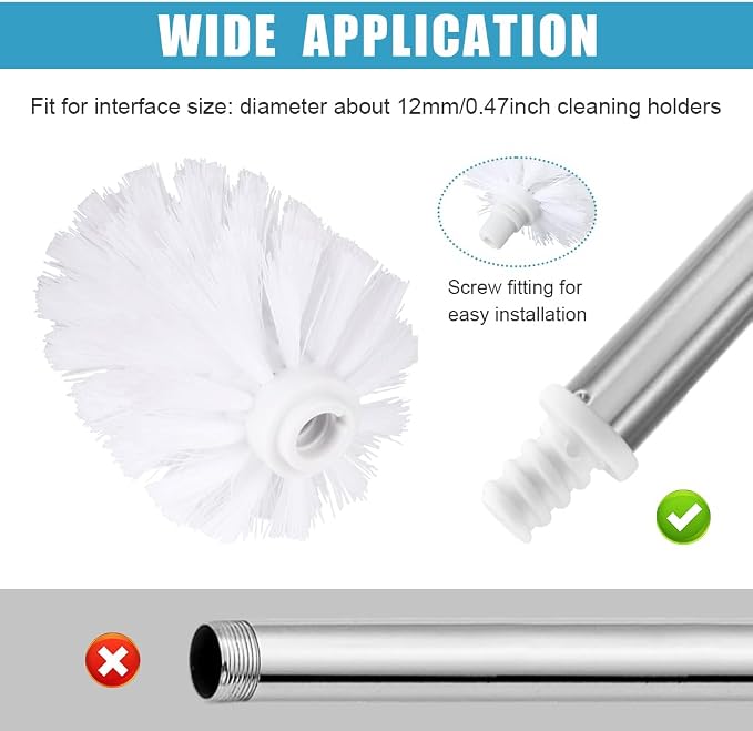 2PCS Toilet Bowl Brush Replacement Head, Toilet Brush Head Replacement with Durable Stiff Bristles, Cleaning Tool for Home Hotel Bathroom (Black)