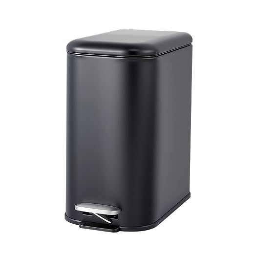 3.2 Gallon/12L Stainless Steel Step Trash Can, Soft Close Pedal Garbage Bin with Detachable Inner Bucket,Fingerprint Resistant,Dual-Use Waste & Recycling Container for Home Kitchen, Bathroom and Offic