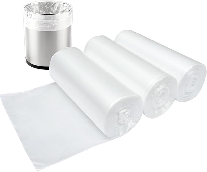 1.2 Gallon Small Trash Bags, 150 Count Clear Bags | 4.5 Liter Trash Can Liners Garbage Bags Wastebaskets Liners for Bathroom