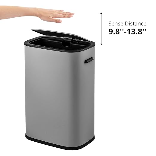 TrailBlaze Grey 50L/13 Gal Automatic Motion Sensor Trash Can with Lid, Dual Trash & Recycling Bin for Kitchen, Office, Bedroom, Bathroom