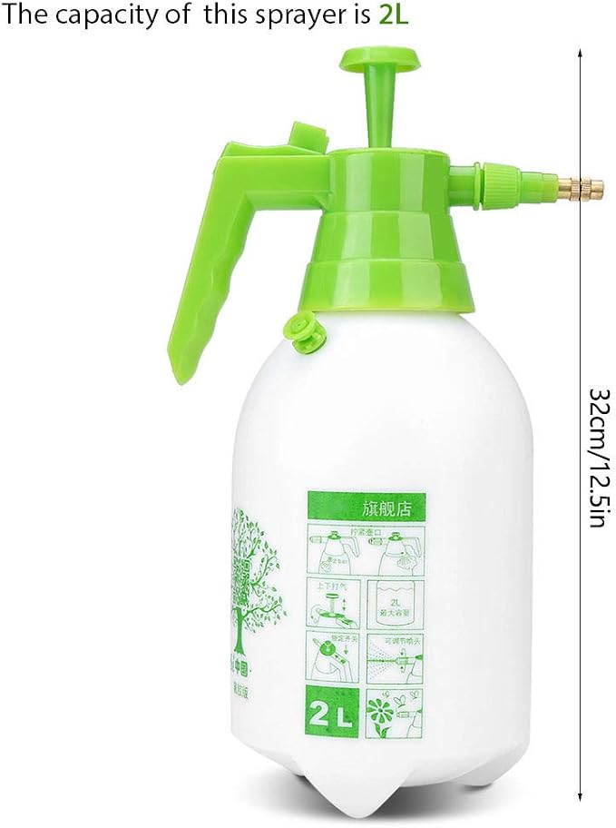 Garden Pump Sprayer, 2L Plant Spray Bottle Handheld Pump Sprayer Pressurized Spray Bottle Large Capacity Sprinkler Tool for Spraying Watering