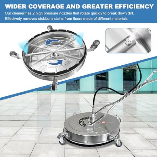 GarveeTech 30'' Pressure Washer Surface Cleaner with 4 Wheels, 5200PSI Stainless Steel Dual Handle Surface Cleaner, Power Washer Surface Cleaner for Concrete, Driveways, Sidewalks,Decks Cleaning | Stainless Steel Power Washer 5200 Max PSI With 4 Wheels...