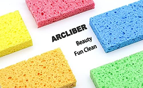 ARCLIBER 12 Pack Cellulose Scrub Sponges Non-Scratch Heavy Duty Kitchen | Cellulose, Pop-Up, Eco-Friendly, Heavy Duty, Non-Scratch, Kitchen, Bathroom, Multipurpose, Odor Resistant