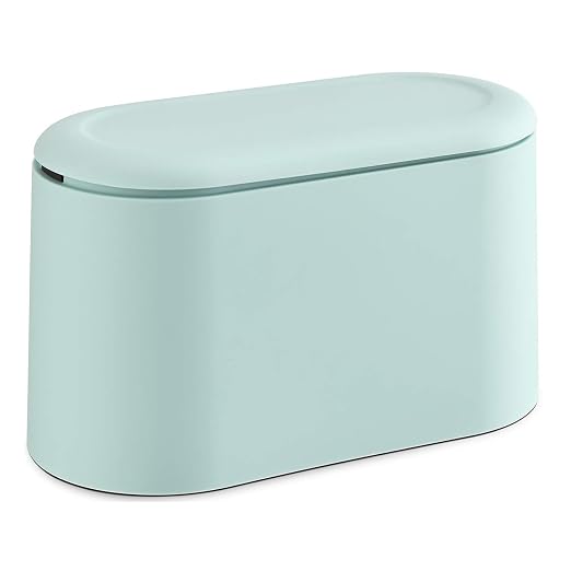 SUBEKYU Mini Trash Can with Lid,Small Desktop Trash Can,Light Green 0.5 Gal | Countertop Mini Garbage Cans,Small Garbage Can for Office Kitchen Coffee Table, Tiny Wastebasket for Desktop