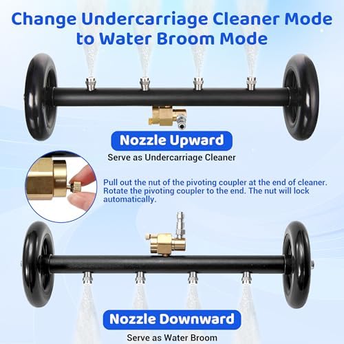 Tool Daily Undercarriage Cleaner for Power Washer and Garden Hose, 16 Inch | Dual-Function Undercarriage Pressure Washer Attachment, Water Broom with 3 Pieces Extension Wand, 4000 PSI