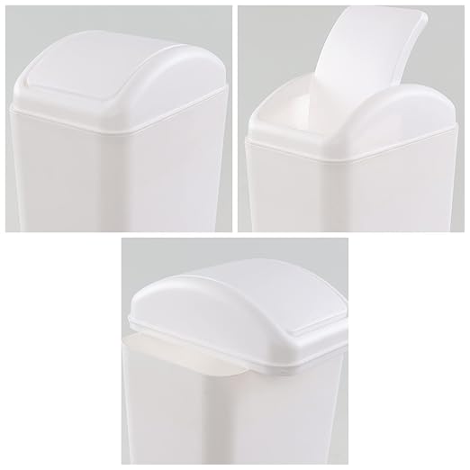Esdiplot 3.5 Gallon Plastic Trash Can with Swing Top Lid | Slim Swing Lid Garbage Bin Wastebasket for Bathroom