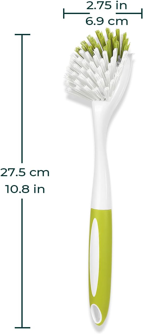 Dish Brush with Long Handle for Kitchen Sink Pot Pan Cleaning, 20 Bulk Pack | Plastic Dish Scrubber, Blue Soft Bristles Dishwashing Brush, Yellow Stiff Scrub Brush for Dishes