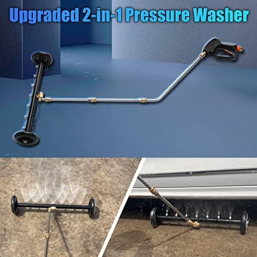 Tool Daily 24" Undercarriage Cleaner & Water Broom, 7 Nozzles, 1/4" QC | Fits Most Pressure Washer Wands, Pivoting Coupler Switches Modes, For Driveways, Decks, Patios, 4000 PSI