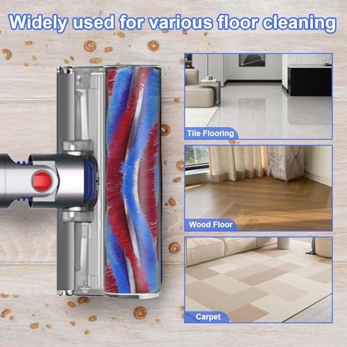 V-Shape Top Soft Roller Brush Head for Vacuum Cleaner Accessories, Anti-Hair Tangle Wool Top Deep Cleaning Attachment, No Floor Scratch for Hardwood and Carpet