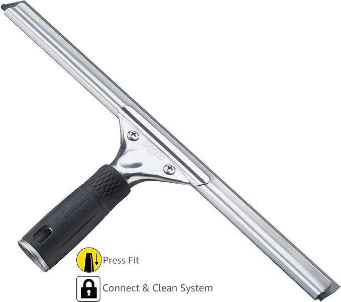 Unger Professional 12” Stainless Steel Window & Glass Cleaning Squeegee with Replacement Rubber - Cleaning Supplies, Heavy Duty Squeegee for Window Cleaning, Streak Free Results