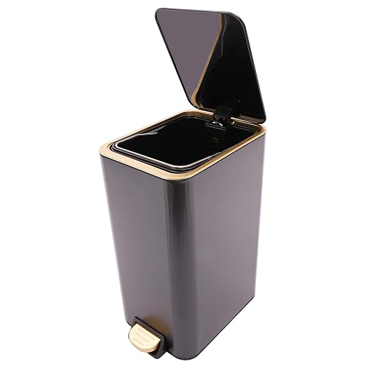 3.2 Gallon Trash Can,Commercial Trash Garbage Can with Lid,Slim Trash Can Tall & Narrow Trash Bin Touchless Trash Can for Restaurant School Kitchen (Black 3.2 Gallon)