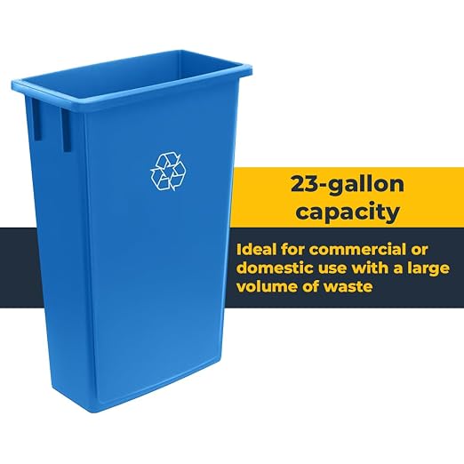 3 pack 23 Gallon Waste Bin with Swing Lid, Heavy-Duty Trash Can, Slim Rectangular Garbage Bin, Durable Waste Container, Recycling Bin, Plastic Wastebasket for Kitchen, Garage, Restaurants, Office