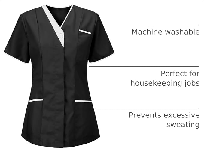 Lightweight Nursing Scrubs for Women Housekeeping Uniforms for Women Short Sleeve Scrub Tops Cleaning Uniform