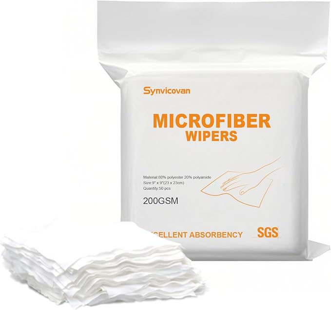 Microfiber Cloths 9"x9"(50 Pcs,200GSM) | Superfine Lint Free Cloths,Cleaning and Drying Cloths,Reusable Ultra Absorbent,for All Surface Types