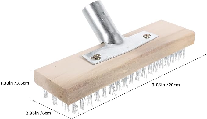 Hemobllo 2pcs Stainless Steel Deck Brush with Wood Handle Heavy Duty Steel Wire Floor Brush for Versatile Deck Cleaning and Anti-Slip Moss Removal Patios and Garages