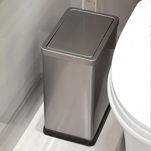 Stainless Steel Bathroom Trash Can with Swing Lid,4gallon Small Metal Garbage can Trash Bin Wastebasket for Office Bedroom Powder Room (Stainless Steel)