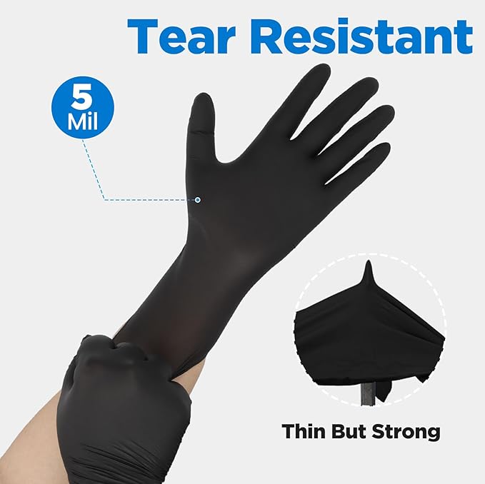 5 Mil Disposable Nitrile Gloves XL, 100Pcs + 5 Pairs | Food Grade, Latex Free, Cooking Gloves for Chefs, Picking, Restaurant, Mechanic, Garages, Oil Changes, Small Business