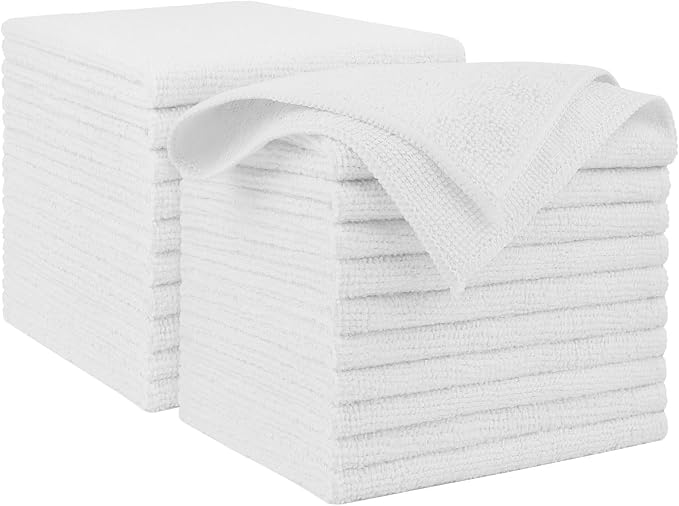 AIDEA White Microfiber Cleaning Cloth 20PK, Cleaning Rags, 11.5"x 11.5" | Microfiber Towel for Cars, Lint Free Cloth, Kitchen Towels Dusting Cloth, Wash Cloths, Dish Rags for Home, Kitchen