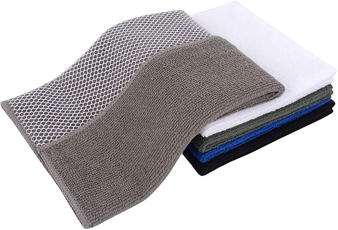 Dish Cloth for Washing Dishes Kitchen Washcloth Cleaning Cloth | 12x12inch 5pack Kitchen Towels Rags, Microfiber Cleaning Cloths, Wash Cloths with Poly Scour Side, Wholesale, Assorted