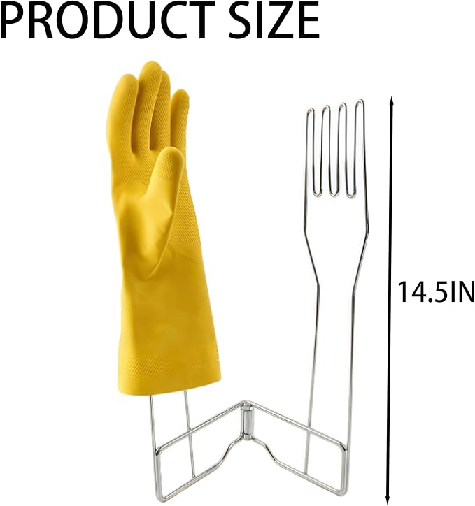 Stainless Steel Glove Holder | Collapsible Dish Rack Stand Organizes Dish Gloves, Fits Rubber Gloves For Dishwashing