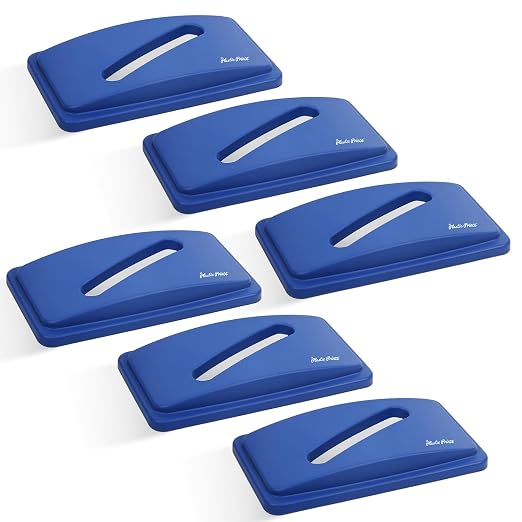 PLASTIC PRINCE Paper Recycling Lid, 23 Gallon Commercial Slim Jim Recycling Trash Can Lid with Hole, Plastic Blue Waste Garbage Can Lid with Paper Slot 6 Pack