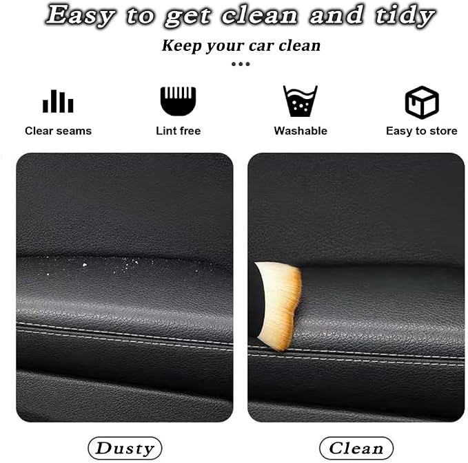 2 Pcs Car Detailing Brush, Car Interior Wash Brush Cleaning Brush, Yellow | Car Brush Ideal for Exterior, Dashboard, AC Vents, Leather & Engines, Soft Bristles