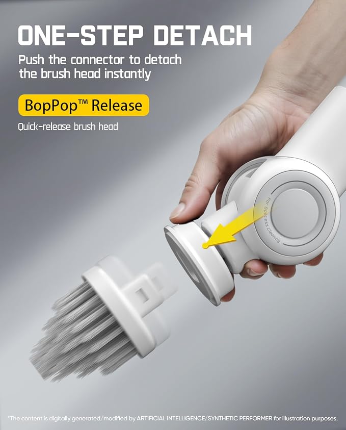 Fanttik Flip G9 Pro Electric Scrubber, VoltiPulse Motor, for Bathroom | Dual-Speed Cleaner with 6 Brush Heads, Adjustable Angle & Extendable Handle, IPX7 Waterproof, Type-C Charge, White