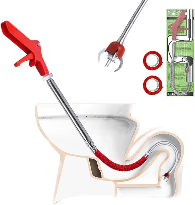 Toilet Snake Drain Clog Remover with Flexible Grabber Claw Use for Toilet Drain Auger Retrieve Lost Toys/Items, Clear Mild Clogs Affordable Alternative to Plumbers for Effective Drain Unclogging
