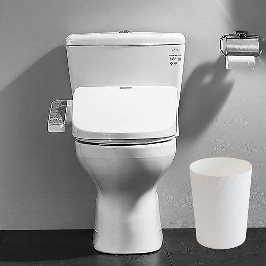 Plastic Small Bathroom Trash Can Wastebasket Garbage Can, White, 2 Pack | Sturdy-Easy to Clean, Bathroom, Laundry Room, Kitchen, Office, Kids Room, Dorm, Bedroom, 1.8 Gallon