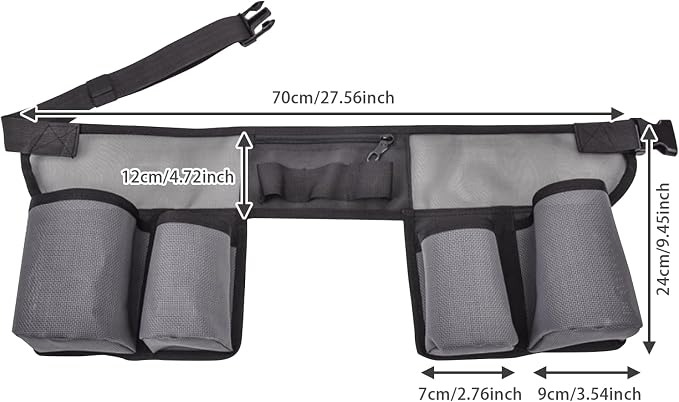 Window Cleaning Belt, Heavy Duty Nylon Window Cleaning Tools Pouch with 4 Pockets, Adjustable Waist Tools Bag, Portable Tool Belt for Custodial, Housekeeping, Cleaning & Gardening