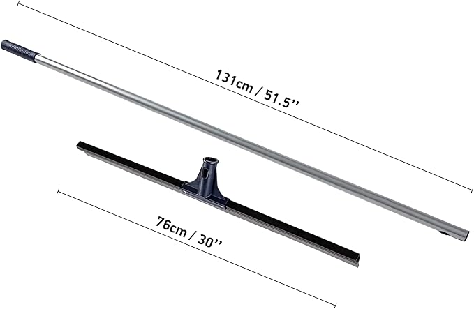 Floor Squeegee for Concrete Floor, 30" Large Squeegee Broom, Heavy Duty Floor Squeegee for Tile with 51.5" Handle for Garage, Deck, Bathroom, Window, Glass