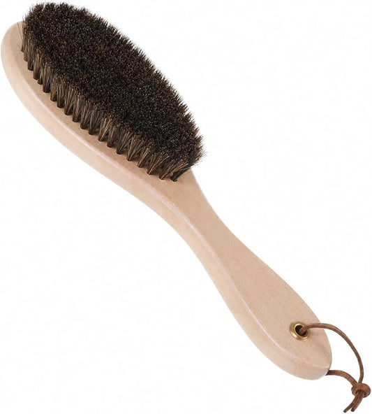 Clothes Brush, Nylon Bristle Lint Brush | Garment Brush with Beech Wood Handle, for Suits, Velvet, Cashmere, Wool, Suede and Pet Hair