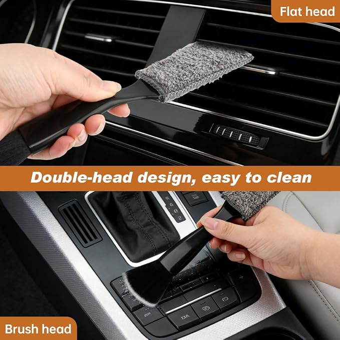 6Pcs Car Detailing Brush Set for Cleaning Interior or Exterior, Car Interior Detailing Brush for Air Vents, Wheels and ect, Universal C-ar Dust Bru-sh for Most Vehicles(Color:Black)