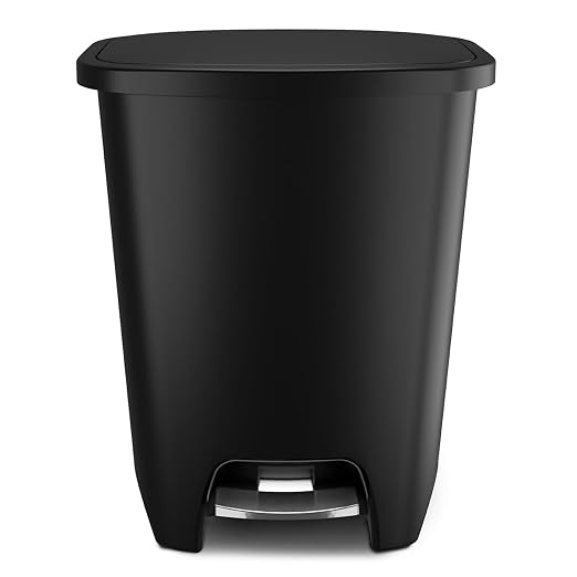 Glad Premium Trash Can with Clorox Odor Protection, 20 Gallon, Black | Plastic Kitchen Waste Bin | Hands Free with Stainless Steel Foot Pedal and Garbage Bag Rings