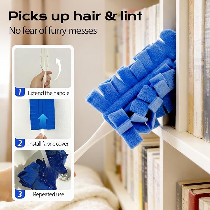 Reusable Duster Refills, 2026 Update Fleece Duster Refill Reusable Dusters for Cleaning, Washable Electrostatic Duster Refills Cleaning Pads Tools for Home, Blinds, Car, Furniture (5)