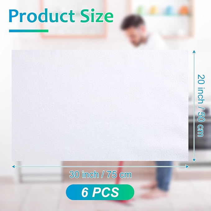Newwiee 6 Pcs Extra Large Microfiber Cleaning Cloth 30" x 20" Washable Reusable Microfiber Towel Streak Free Lint Free Cloth for Cleaning Home Glass Office Window Bathrooms (White)