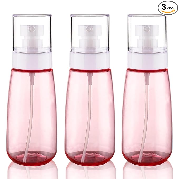 Travel Size Spray Bottle TSA Approved 3.4oz 100ml 3 Pack Leak Proof Fine Mist Spray Bottles Empty Refillable Mist Sprayer for Perfume Essential Oils Toners Rose Water Cosmetics (3Pink)