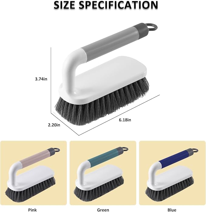 Scrub Brush, Scrubbing Cleaning Brushes, Heavy Duty Cleaning Brushes with Handle, for Shower, Bathroom, Carpet, Kitchen and Bathtub Scrubber, 2 Pack (Blue)