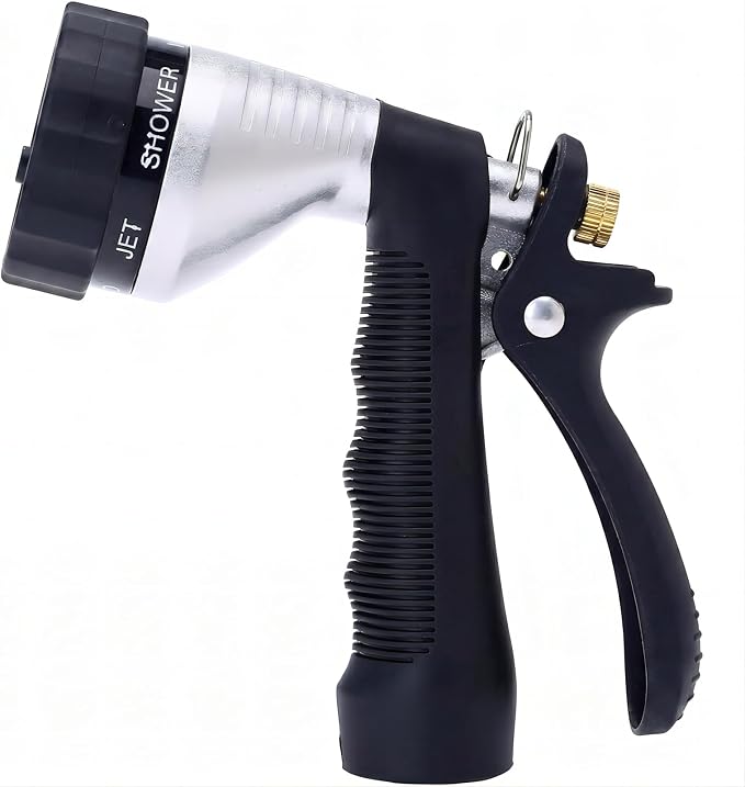 Water Hose Nozzle Spray Nozzle, Metal Garden Hose Nozzle with Adjustable Spray Patterns, Perfect for Watering Plants, Washing Cars and Showering Pets