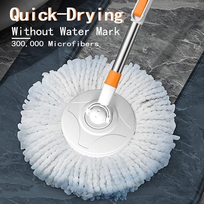 Spin Mop 61in Long Handle 5 Refills Large Floor Mop and Bucket Set System | Spin Mop and Bucket System Spin Mop and Bucket