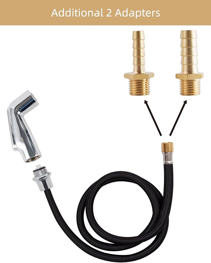 Universal Fit Sink Spray Attachment with Hose Set, Braided Hose, Chrome | NSF/ANSI/CAN 372 Certified, Quick Side Connector Compatible with Moen Faucet Sprayer Head, Kitchen Sink Faucet Attachment