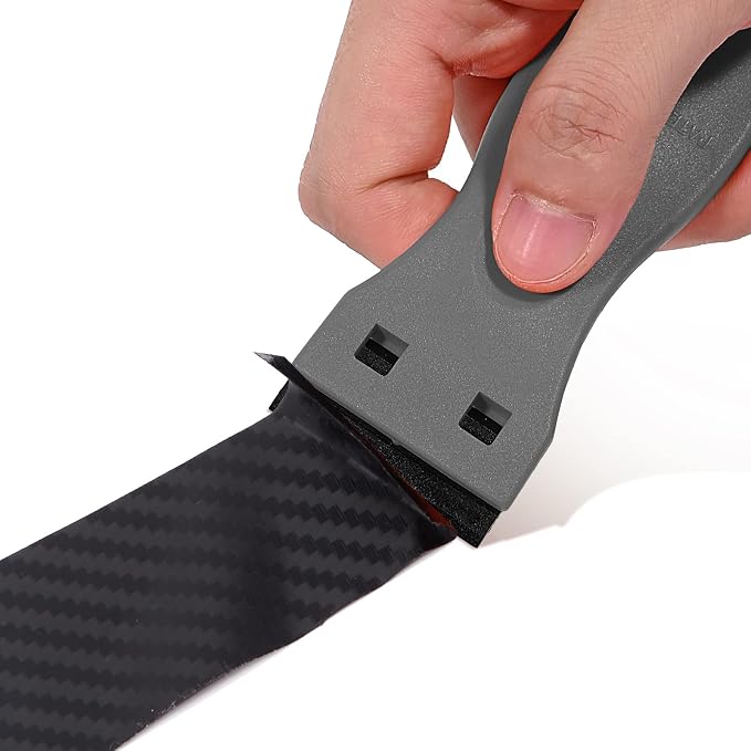 EHDIS 1.5" Plastic Razor Scraper with 10pcs Double Edged Plastic Blades for Removing Labels Stickers Decals on Glass Windows (Grey)