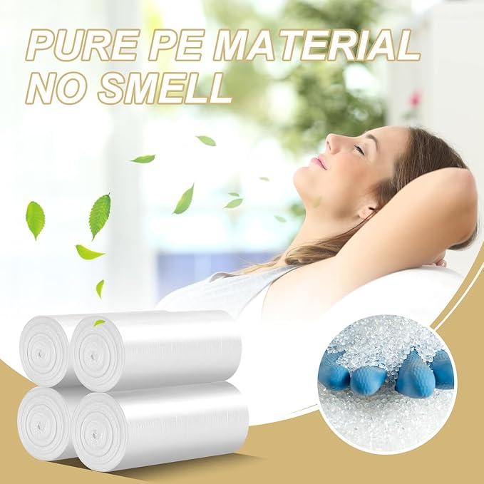 4 Gallon Clear White Trash Bags - 105 Count 4 Gal Garbage Can Liners Unscented Extra Thick & Sturdy Bulk Plastic Waste Basket Liners for Bathroom, Kitchen, Bedroom, 3 Rolls Inwaysin
