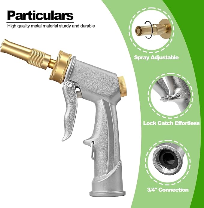 Hose End Sprayer Nozzle,Metal Car Wash Foam Gun with Soap Dispenser | Sprayer for chemicals,High Pressure Nozzle with adjustable spray modes,for car washing,solar panel & window cleaning,gardeing