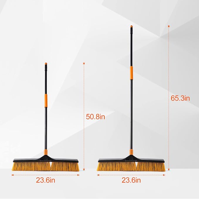 CLEANHOME 24”Push Broom Brush for Floor Cleaning 2 Set,Indoor&Outdoor Broom (Pack of 2)