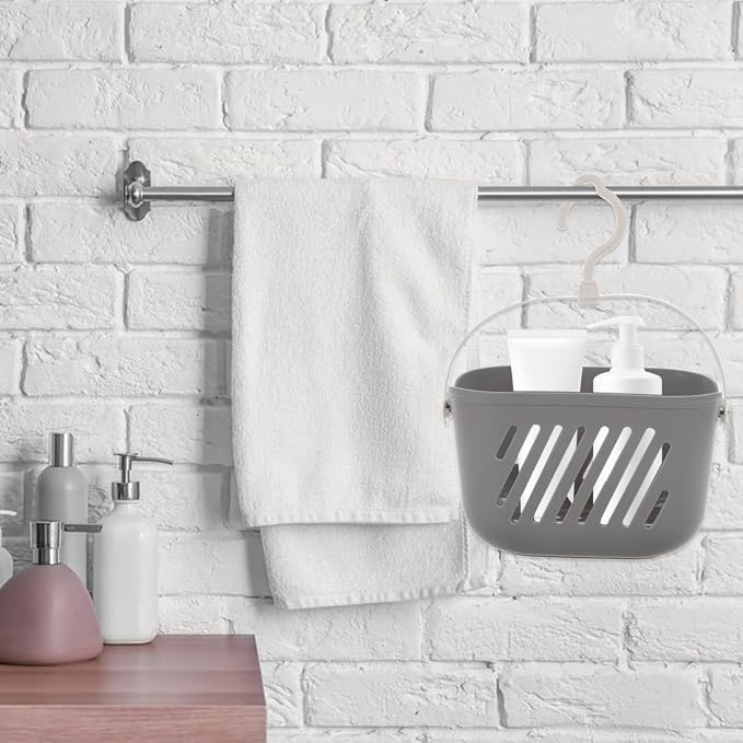 PRETYZOOM Hanging Shower Basket with Hook 8.26 X 5.51 X 5.11 Inch Plastic Bathroom Organizer for Toiletries and Cleaning Supplies Space-Saving Hanging Shower Caddy