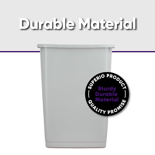 Superio Large Kitchen Trash Can 13 Gallon, 52 Qt Waste Bin for Kitchen, Garage, Indoor and Outdoor Trash Can, White Smoke
