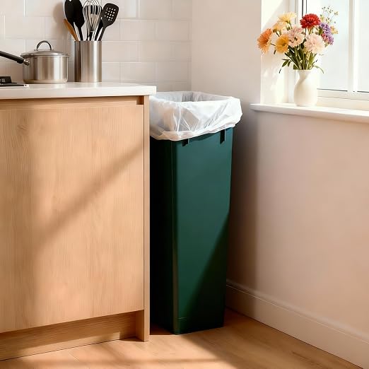 PLASTIC PRINCE 23 Gallon Slim Trash Can Kitchen, Commercial Tall Trash Bin Narrow, Rectangular Slim Jim Skinny Garbage Can for Home Garage Cabinet Restaurant, 6 Pack, Green